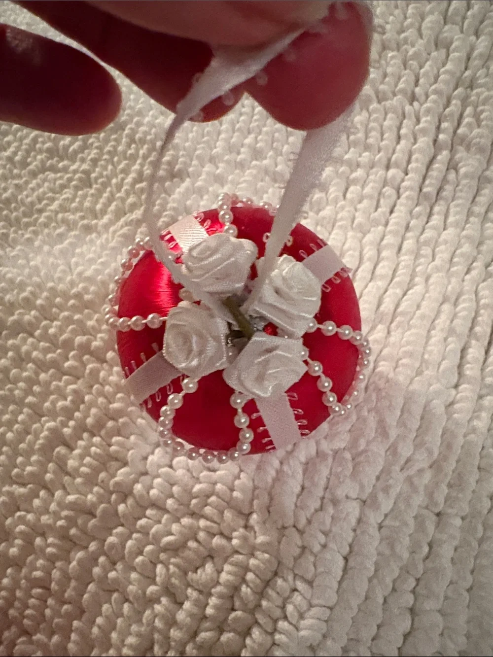 4 Handcrafted Satin Holiday Ornaments